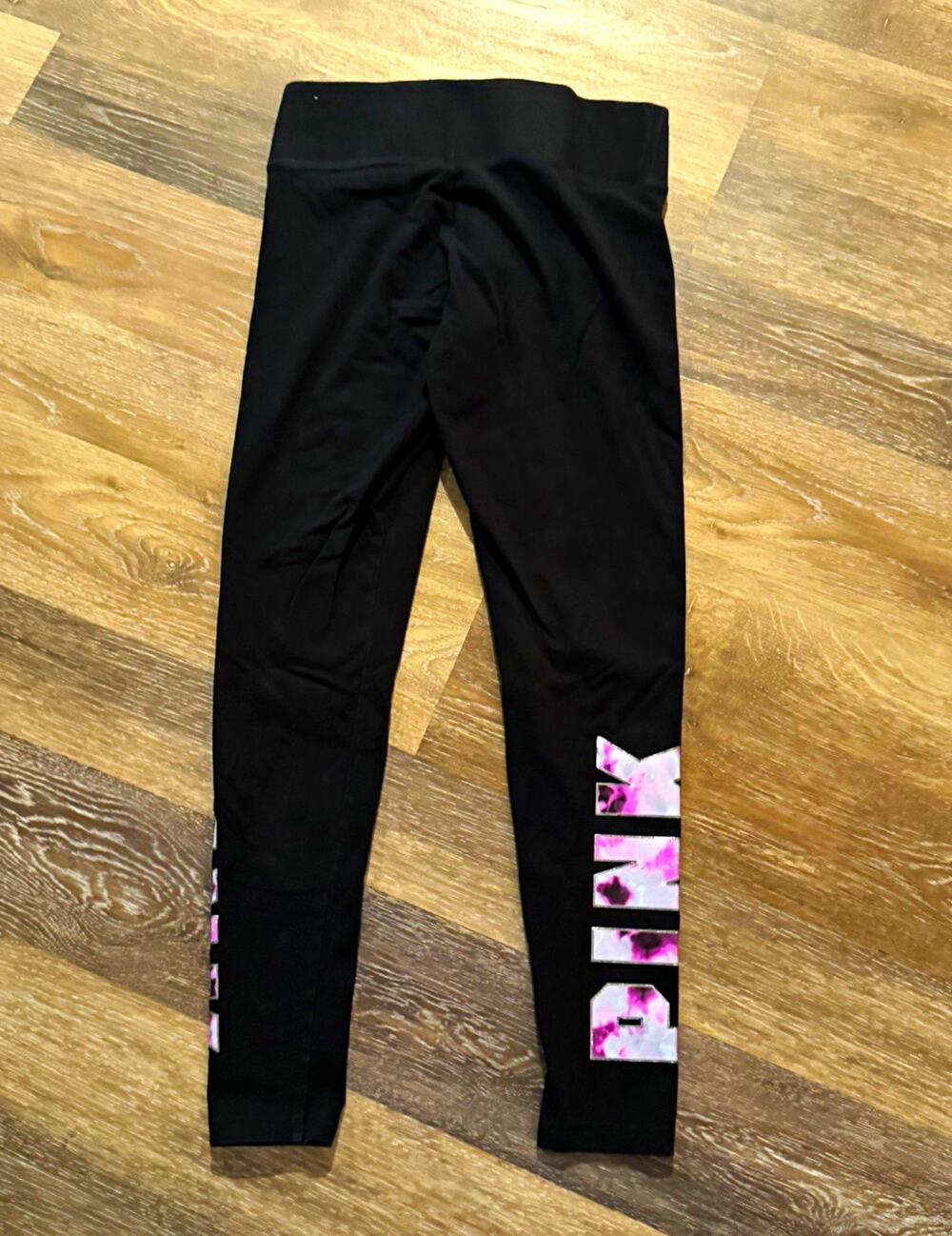PINK Victoria's Secret Women's Black Logo Ankle High Rise Yoga Leggings L